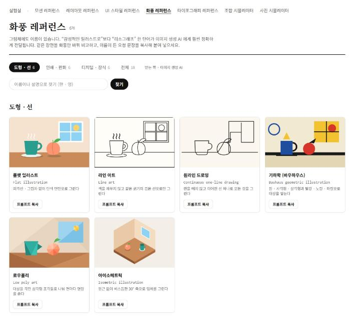 화풍 레퍼런스의 도형 · 선 분류
